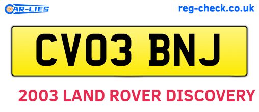 CV03BNJ are the vehicle registration plates.