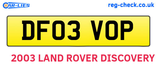 DF03VOP are the vehicle registration plates.