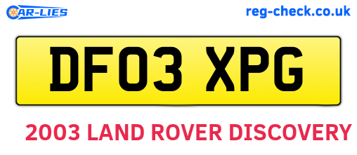 DF03XPG are the vehicle registration plates.