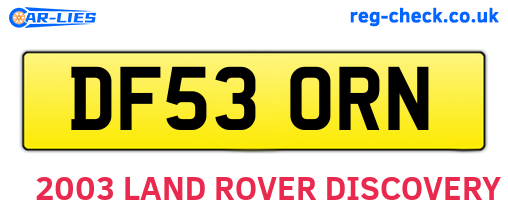 DF53ORN are the vehicle registration plates.