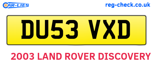 DU53VXD are the vehicle registration plates.