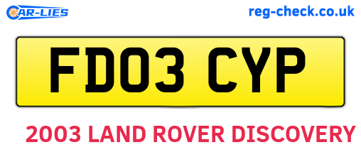 FD03CYP are the vehicle registration plates.
