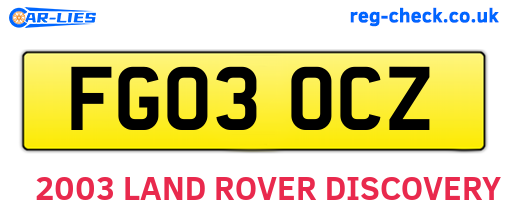 FG03OCZ are the vehicle registration plates.