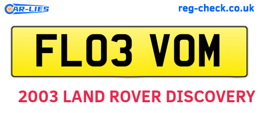 FL03VOM are the vehicle registration plates.