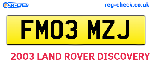 FM03MZJ are the vehicle registration plates.