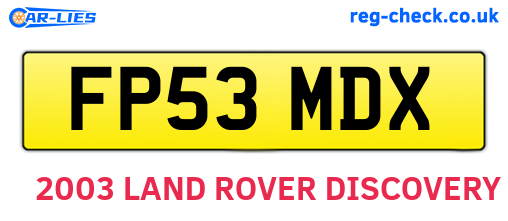 FP53MDX are the vehicle registration plates.