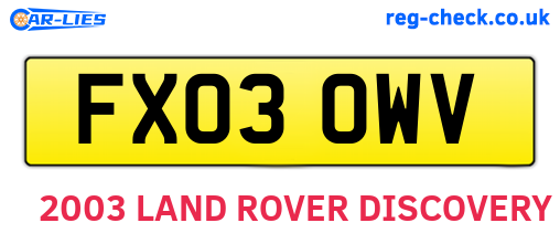 FX03OWV are the vehicle registration plates.