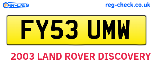 FY53UMW are the vehicle registration plates.