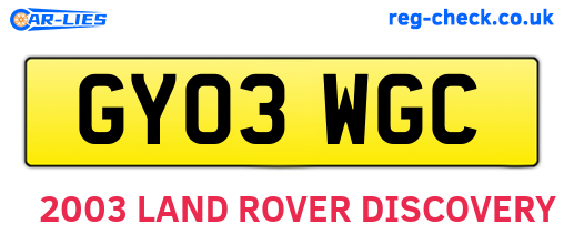 GY03WGC are the vehicle registration plates.