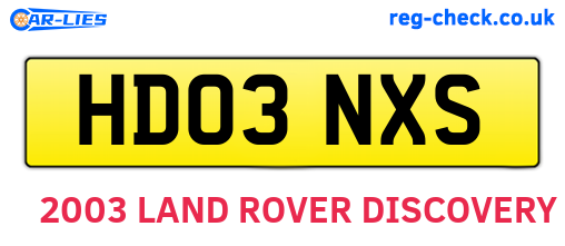 HD03NXS are the vehicle registration plates.