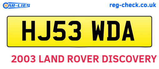 HJ53WDA are the vehicle registration plates.