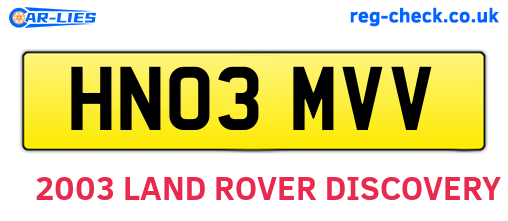 HN03MVV are the vehicle registration plates.