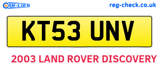 KT53UNV are the vehicle registration plates.