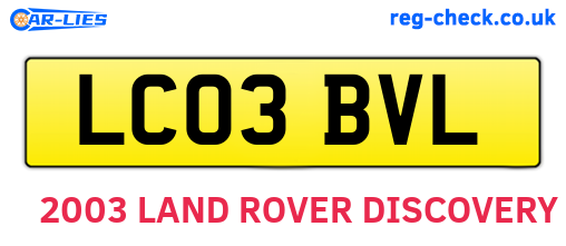 LC03BVL are the vehicle registration plates.