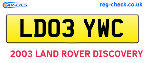 LD03YWC are the vehicle registration plates.