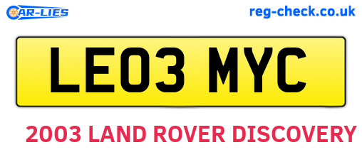 LE03MYC are the vehicle registration plates.