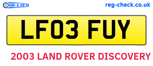 LF03FUY are the vehicle registration plates.
