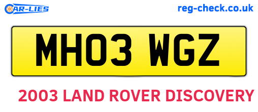 MH03WGZ are the vehicle registration plates.