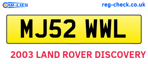 MJ52WWL are the vehicle registration plates.