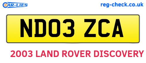 ND03ZCA are the vehicle registration plates.