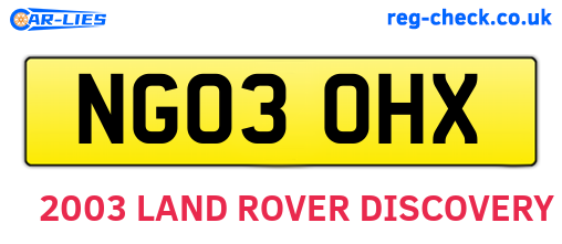 NG03OHX are the vehicle registration plates.
