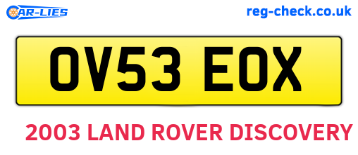 OV53EOX are the vehicle registration plates.
