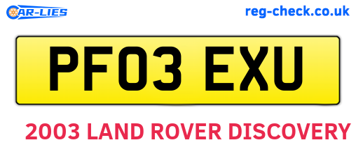 PF03EXU are the vehicle registration plates.