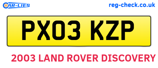 PX03KZP are the vehicle registration plates.