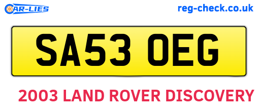 SA53OEG are the vehicle registration plates.