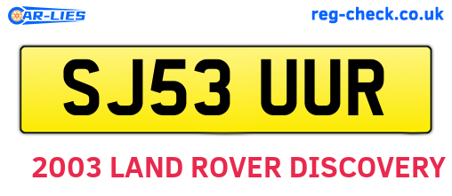 SJ53UUR are the vehicle registration plates.