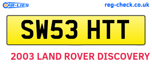 SW53HTT are the vehicle registration plates.