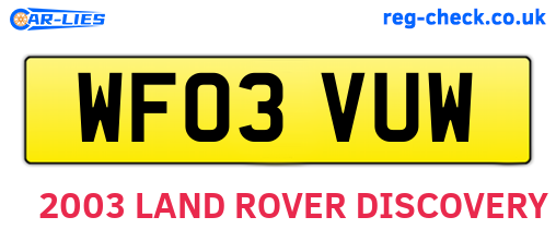WF03VUW are the vehicle registration plates.