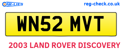 WN52MVT are the vehicle registration plates.