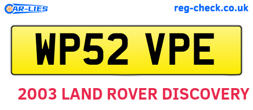 WP52VPE are the vehicle registration plates.
