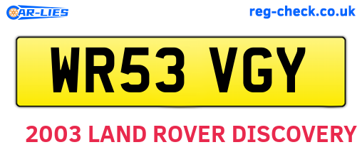 WR53VGY are the vehicle registration plates.