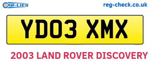 YD03XMX are the vehicle registration plates.