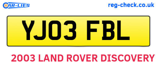 YJ03FBL are the vehicle registration plates.