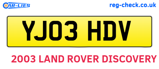 YJ03HDV are the vehicle registration plates.