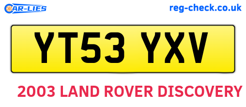 YT53YXV are the vehicle registration plates.