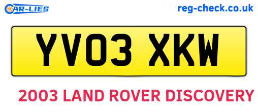 YV03XKW are the vehicle registration plates.