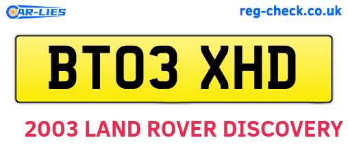 BT03XHD are the vehicle registration plates.