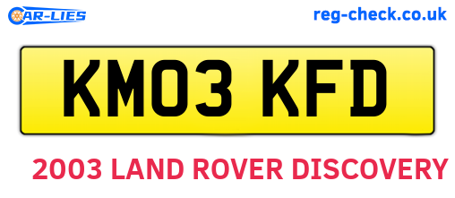 KM03KFD are the vehicle registration plates.