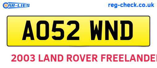 AO52WND are the vehicle registration plates.