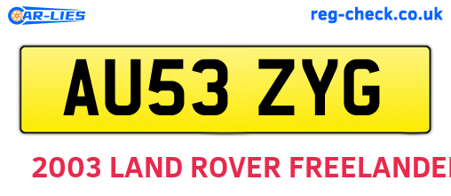 AU53ZYG are the vehicle registration plates.
