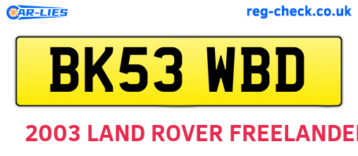 BK53WBD are the vehicle registration plates.