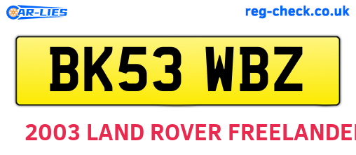 BK53WBZ are the vehicle registration plates.
