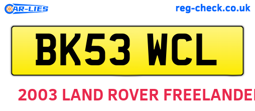 BK53WCL are the vehicle registration plates.