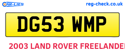 DG53WMP are the vehicle registration plates.