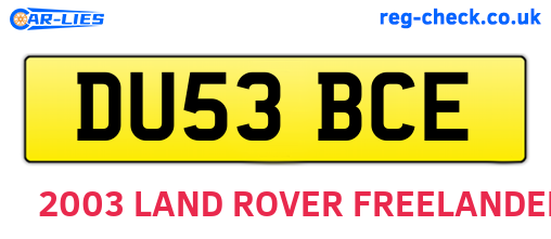 DU53BCE are the vehicle registration plates.