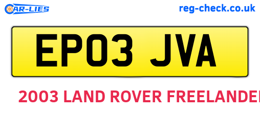 EP03JVA are the vehicle registration plates.